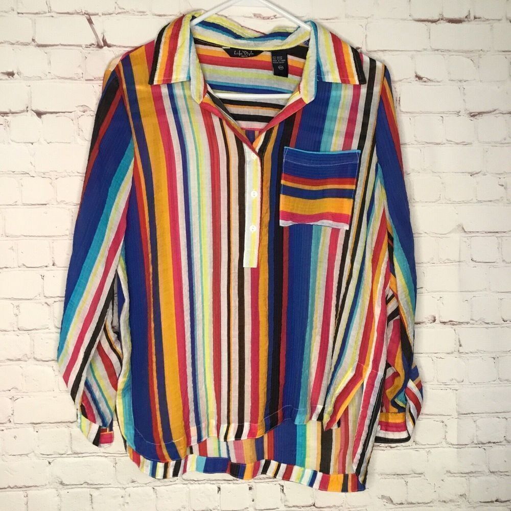 Vintage Rainbow Striped Blouse